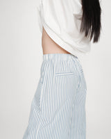 Pantalon à rayures large taille réglable à cordon bleuet Volute