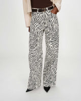 Jean taille haute loose imprimé zebre Socca