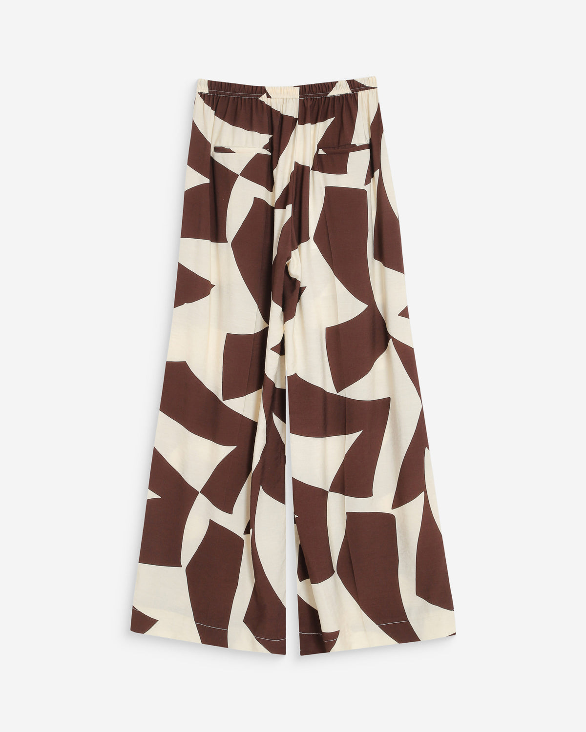 Pantalon large taille ajustable motif graphique chocolat Veni