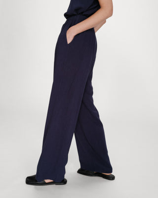 Pantalón amplio de lino de tiro alto marine Raven