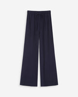 Pantalon large en lin taille haute marine Raven