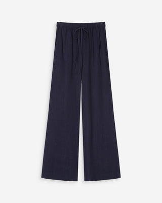 Pantalón amplio de lino de tiro alto marine Raven