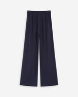 Pantalon large en lin taille haute marine Raven