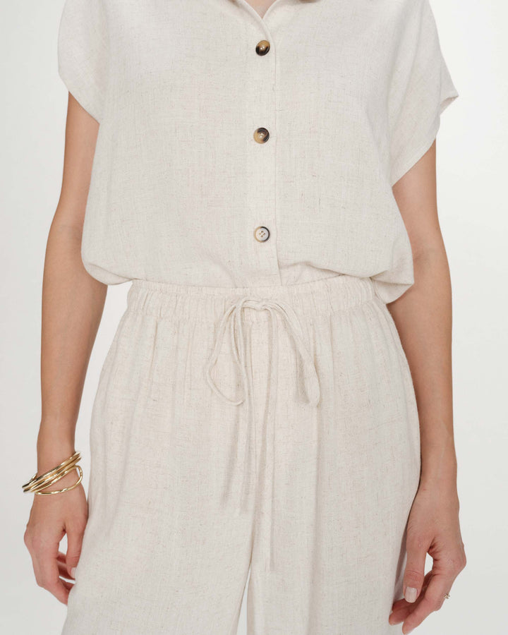 Wide-leg linen pants high-waist sable Raven