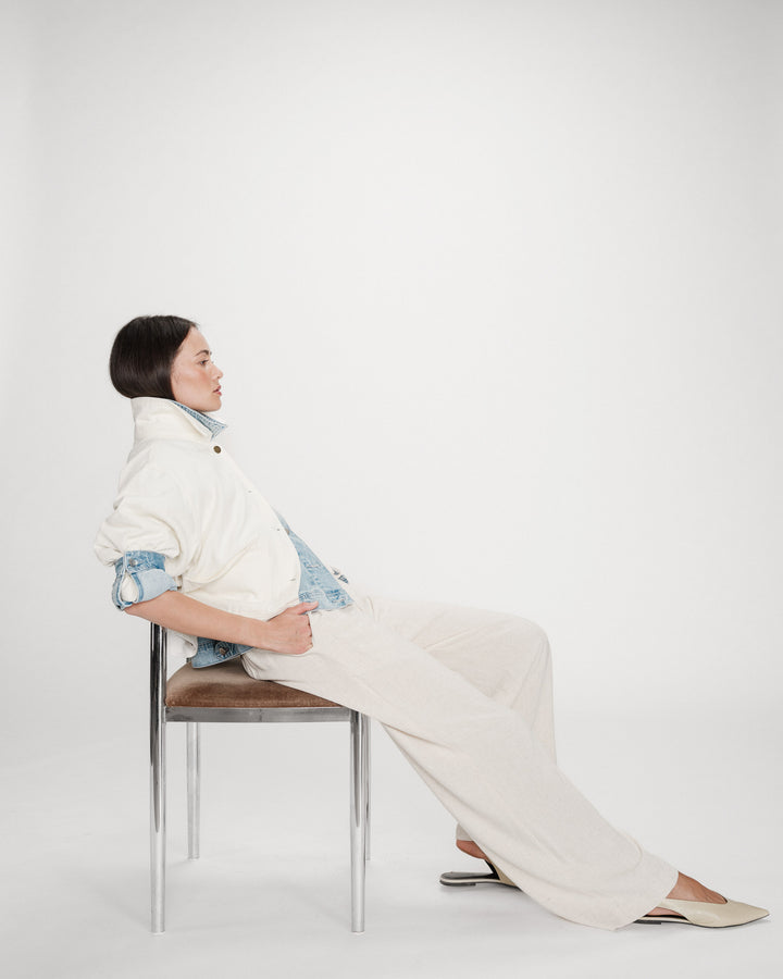 Wide-leg linen pants high-waist sable Raven