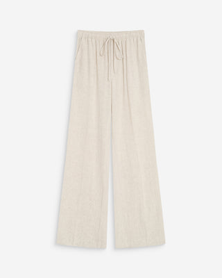 Pantalón amplio de lino de tiro alto sable Raven
