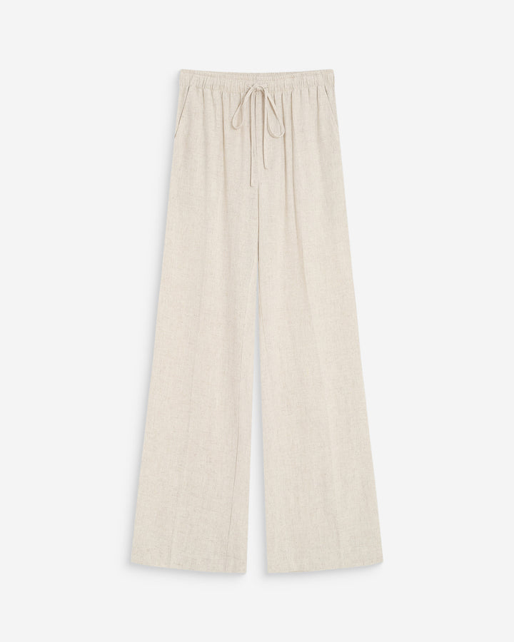 Wide-leg linen pants high-waist sable Raven