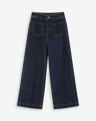 Jean loose 7/8e taille haute poches plaquées darkblue Joe