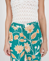 Pantalon à motif floral jambe large vert Varino