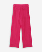 Pantalon tailleur à plis en lin et coton fuchsia Vanelis