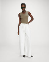 Jean baggy fluide taille mi-haute white Pompon