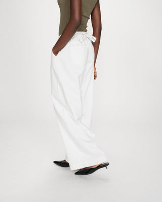 Jean baggy fluide taille mi-haute white Pompon