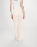 Pantalon en maille tricotée taille haute ecru Valado