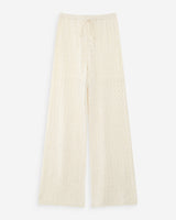 Pantalon en maille tricotée taille haute ecru Valado