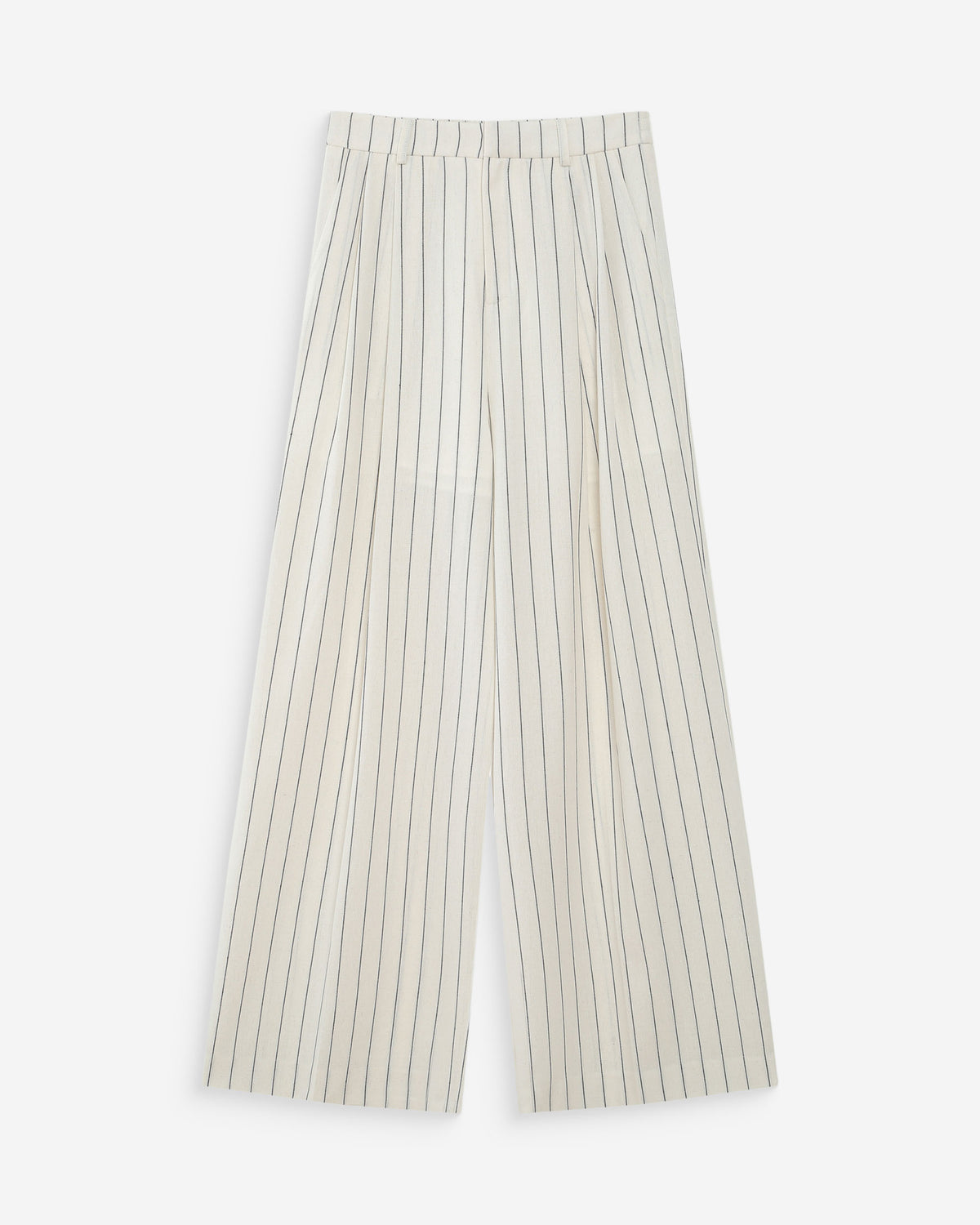 Pantalon tailleur droit en lin à fines rayures white Very