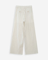 Pantalon tailleur droit en lin à fines rayures white Very