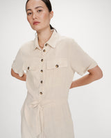 Fluid jumpsuit with defined waist sable Vanelle