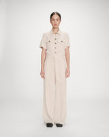 Fluid jumpsuit with defined waist sable Vanelle
