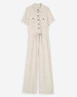 Fluid jumpsuit with defined waist sable Vanelle
