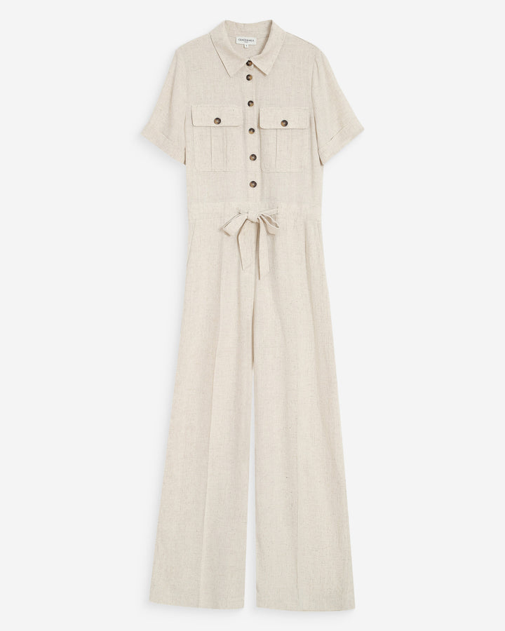 Fluid jumpsuit with defined waist sable Vanelle