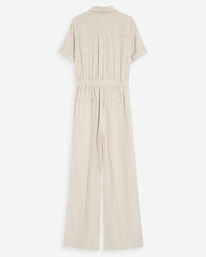 Fluid jumpsuit with defined waist sable Vanelle