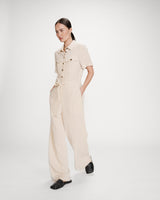 Fluid jumpsuit with defined waist sable Vanelle