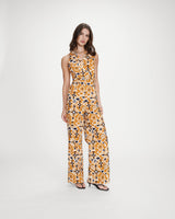 Printed backless jumpsuit cognac Vanina