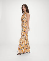 Printed backless jumpsuit cognac Vanina