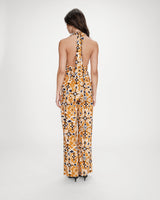 Printed backless jumpsuit cognac Vanina