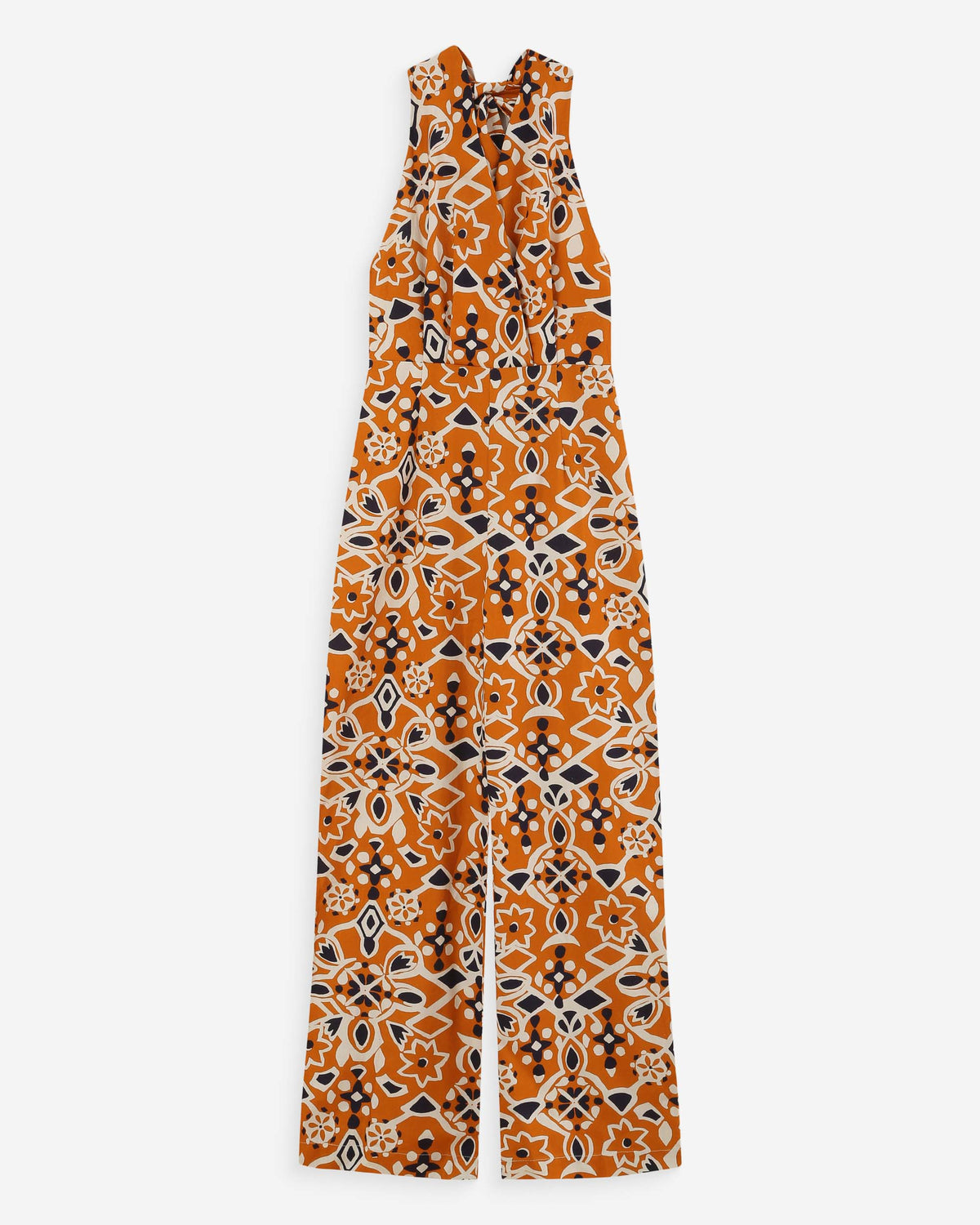 Printed backless jumpsuit cognac Vanina