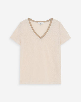 T-shirt col V manches courtes amande Vasco