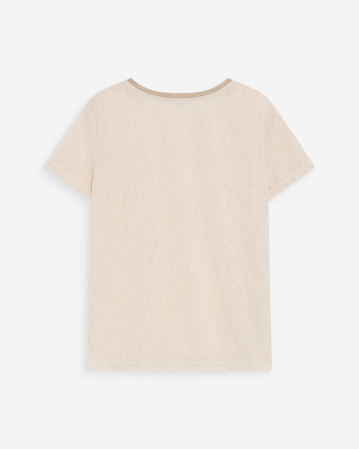 T-shirt col V manches courtes amande Vasco