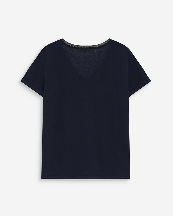 T-shirt col V manches courtes marine Vasco