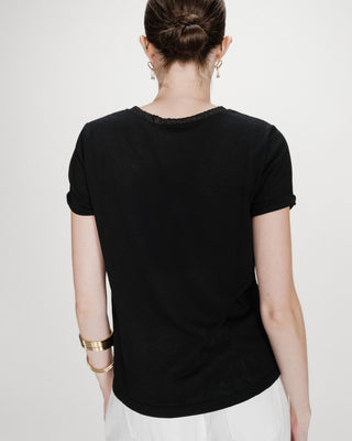 Camiseta de manga corta con escote en V noir Vasco
