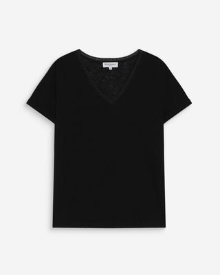 Camiseta de manga corta con escote en V noir Vasco