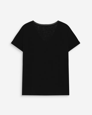 Camiseta de manga corta con escote en V noir Vasco