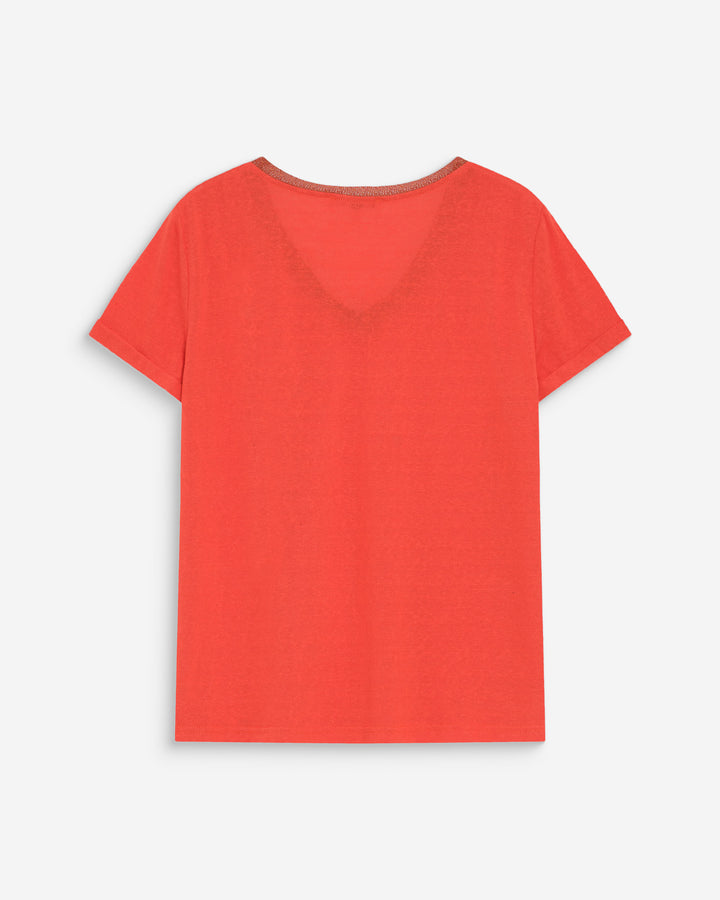 T-shirt col V manches courtes sanguine Vasco