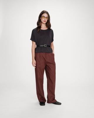 T-shirt oversize en modal col rond carbone Parma