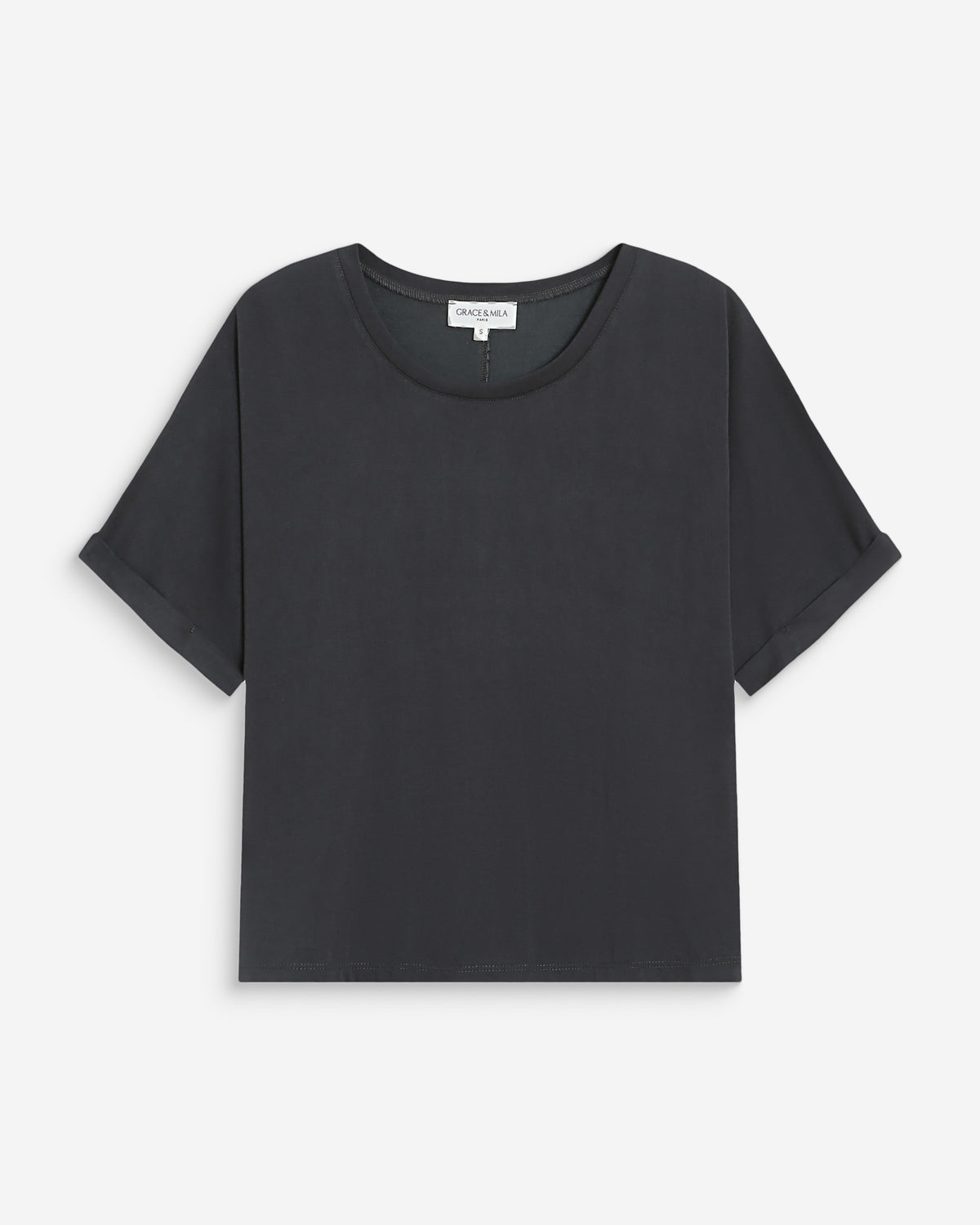 T-shirt oversize en modal col rond carbone Parma