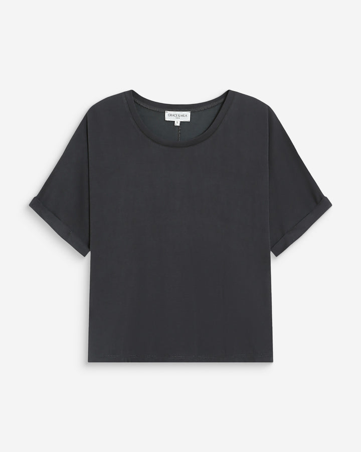 T-shirt oversize en modal col rond carbone Parma