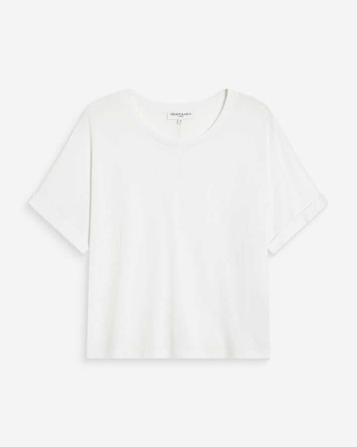 T-shirt oversize en modal col rond ivoire Parma