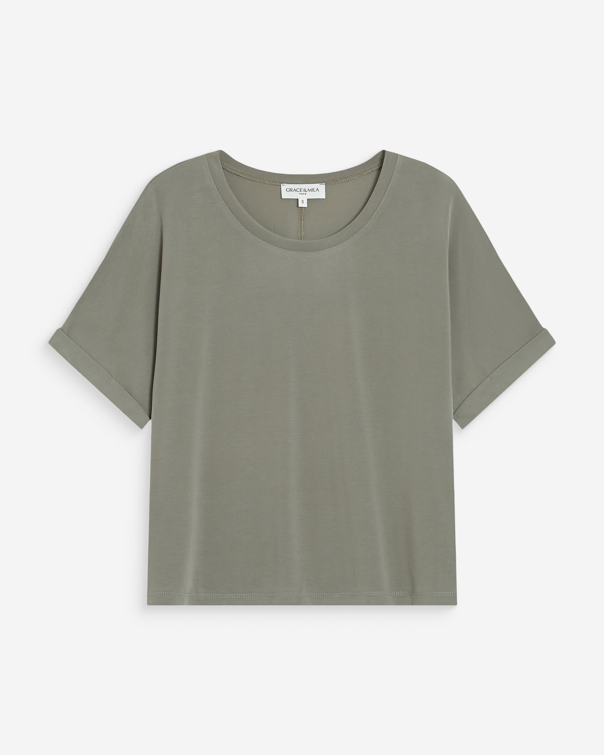 T-shirt oversize en modal col rond kaki Parma