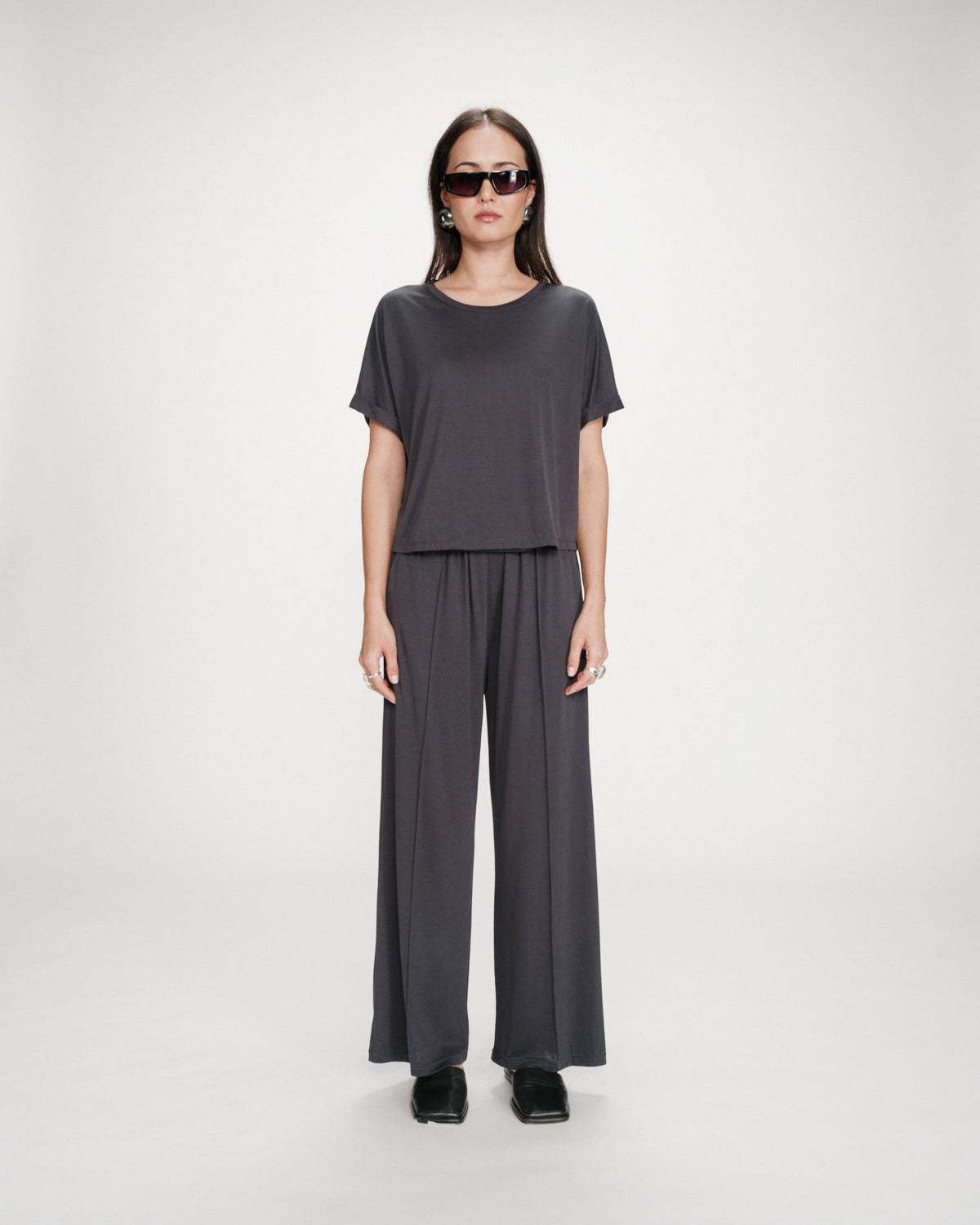 T-shirt oversize en modal col rond marine Parma