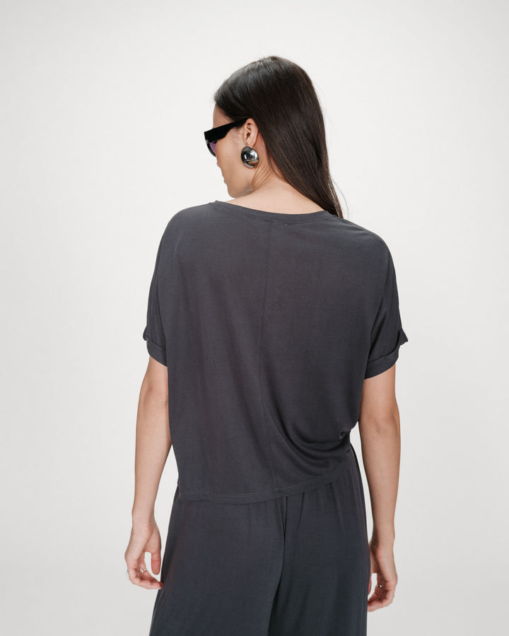 T-shirt oversize en modal col rond marine Parma