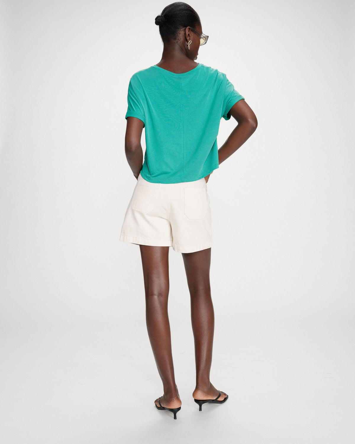T-shirt oversize en modal col rond vert Parma