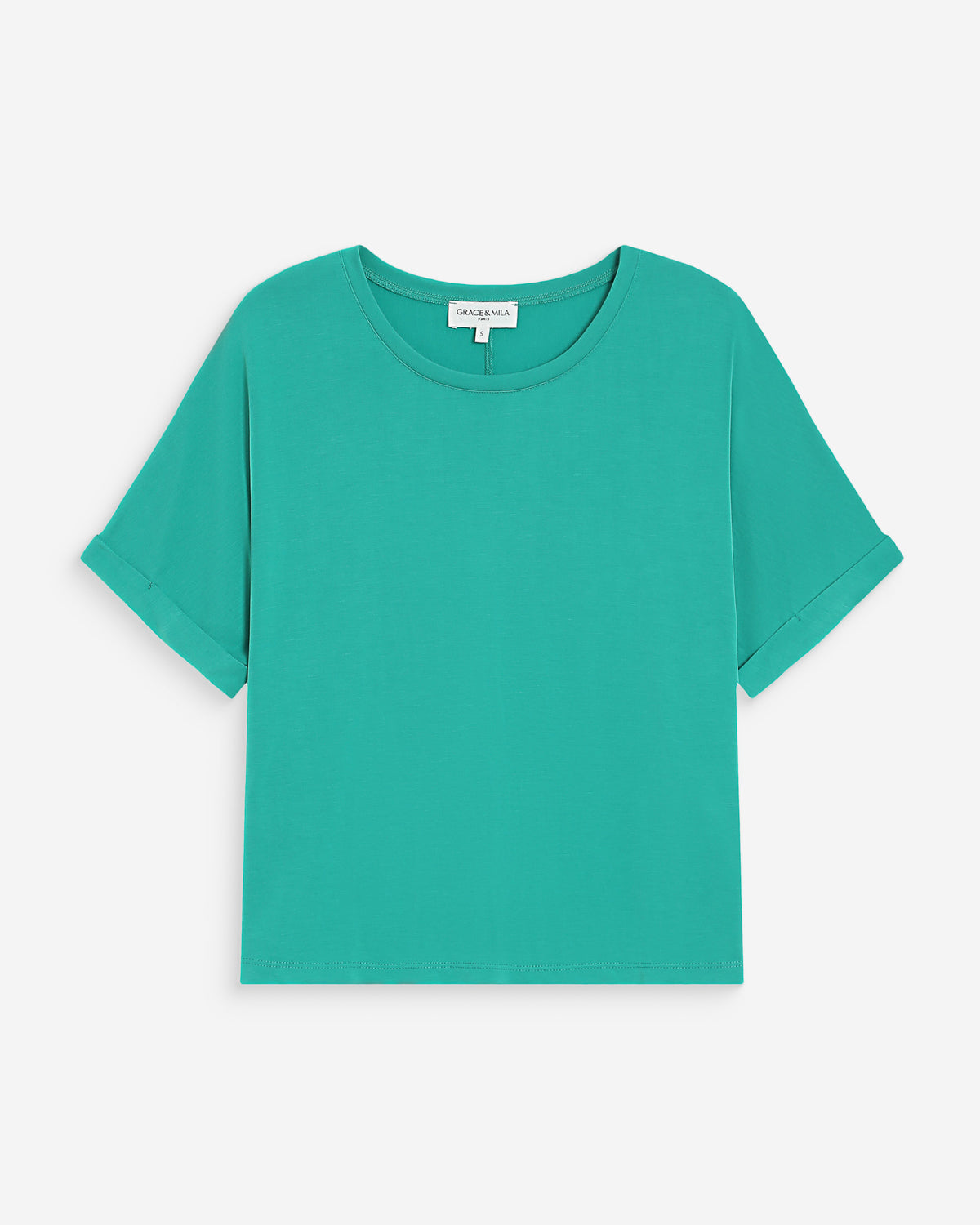 T-shirt oversize en modal col rond vert Parma