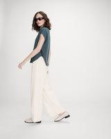 Chemise en lin fluide manches courtes emeraude Perez