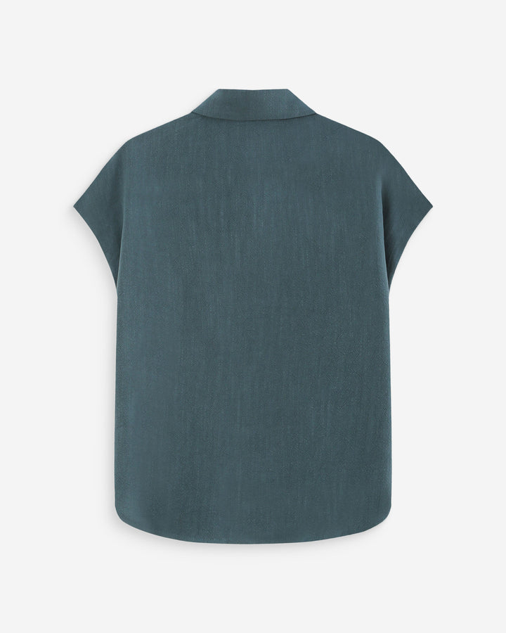 Chemise en lin fluide manches courtes emeraude Perez