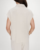 Chemise en lin fluide manches courtes sable Perez