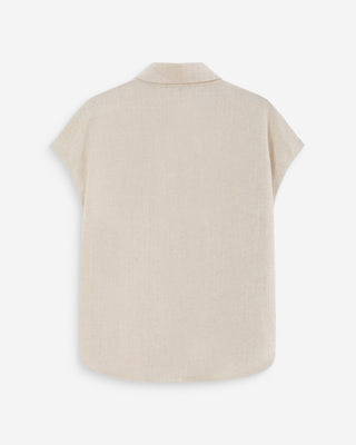 Chemise en lin fluide manches courtes sable Perez